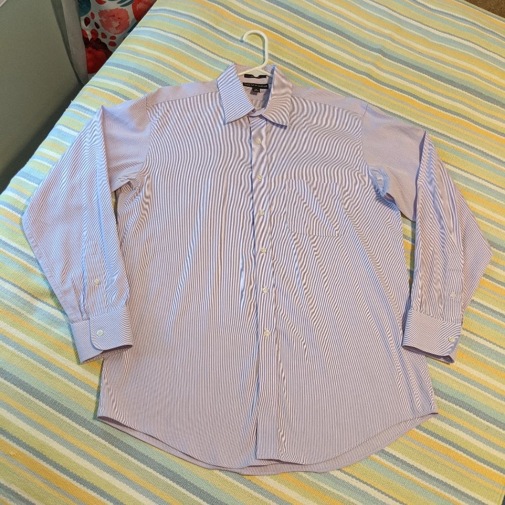 Saks Fifth Avenue Purple/White Striped Shirt 16